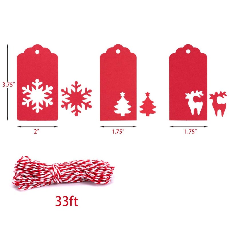 Tonak Gift Tags with Holes Present Wrap Tag Paper Small Xmas Gift Tags with Twine Vintage Gift Labels Christmas Tags Bulk 100pcs - Image 4